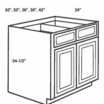 Base - 30"Wx24"Dx34.5"HTwo door, One drawer