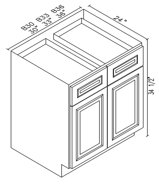 b36b Base - 36"Wx24"Dx34.5"HTwo door, Two drawer - Image 1