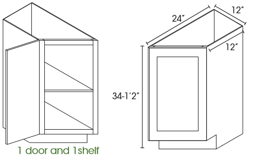 btc12l Base Transitional Cabinet 24" to 12" LEFT - Image 1
