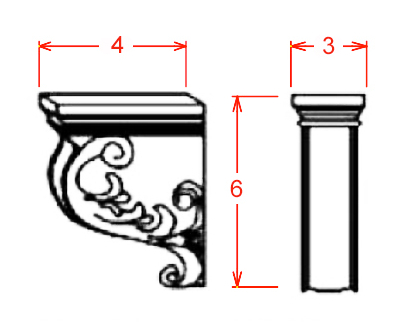 corbel56 Small Corbel 3"Wx4"Dx6"H - Image 1