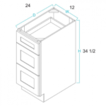 Drawer Base 12"Wx24"Dx34.5"H 3 Drawers