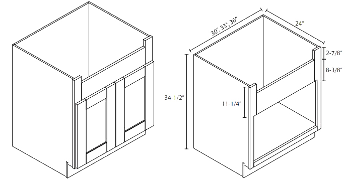 fsb36b FARM SINK BASE 36"WX24"DX34.5"H - Image 1