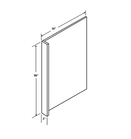 rep30963-34 Refrigerator End Panel 30"Wx3/4"Dx96"H with 3" return - Image 1