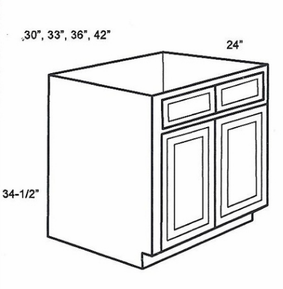 sb42 Sink Base - 42"Wx24"Dx34.5"H - 2 doors 2 headers - Image 1