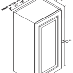 Wall Cabinet 15"Wx12"Dx30"H - 1 Door
