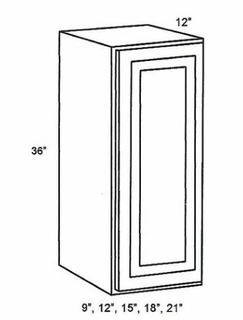 w1836 Wall Cabinet 18"Wx12"Dx36"H - 1 Door - Image 1