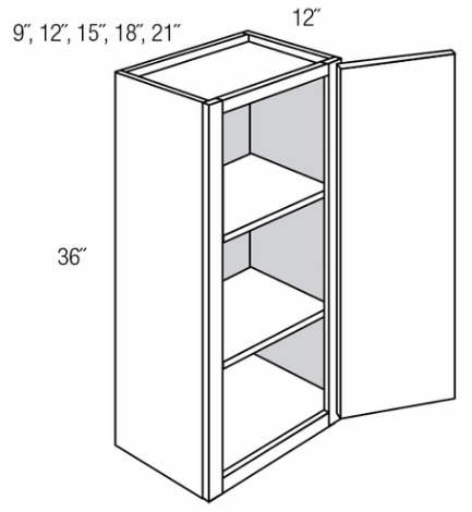 w2136 Wall Cabinet 21"Wx12"Dx36"H - 1 Door - Image 1