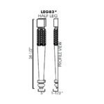 Half leg 3"Wx1-1/2"Dx34-1/2"H