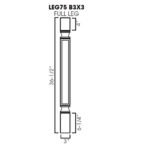 Full leg 3"Wx3"Dx36-1/2"H (trimmable).
