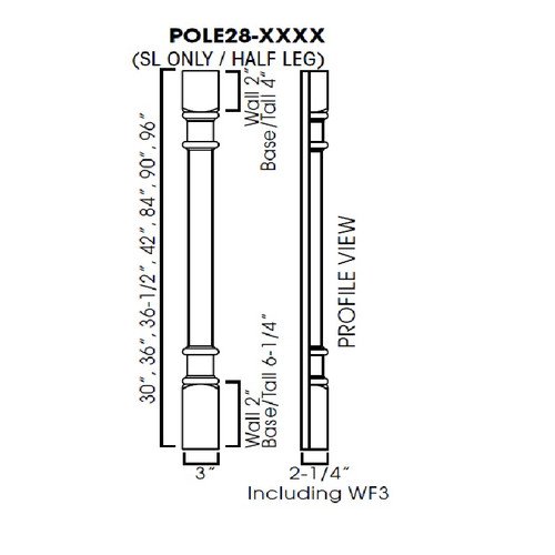 8ffc2ce1-cb2a-494e-b746-16b1aee7897d_SL-POLE28-W342__43960.1704555688 Half leg 3"w x 42"h x 2-1/4"d..including WF3 - Image 1